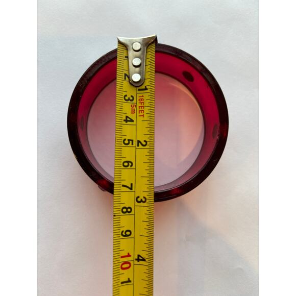 Vintage Lucite Plastic Bangle Bracelet with Rhinestones Red / Pink - Picture 4 of 4